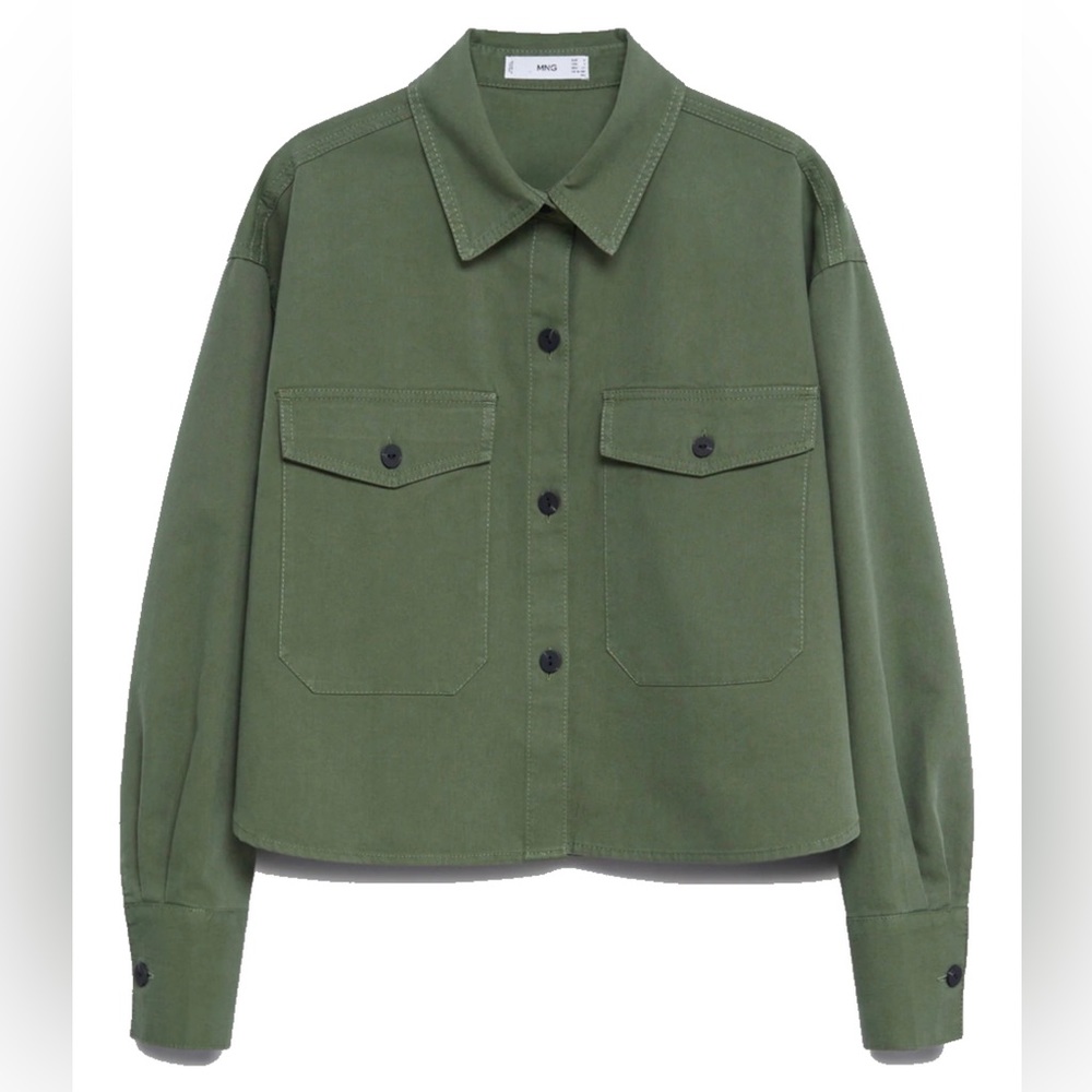 Mango cropped cotton over shirt